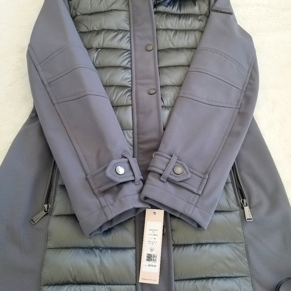 BCBGeneration Quilted Winter Puffer Coat in Gun Metal with Fur lined Hood - Picture 5 of 16